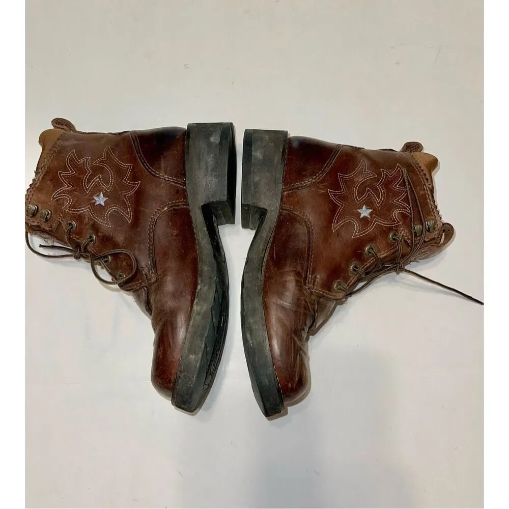 Ariat Brown Leather Ankle Boots - Picture 6 of 10